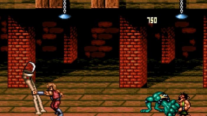 Billy Lee and Zitz punch enemies in the face (or whatever) in Battletoads Double Dragon for the SNES.